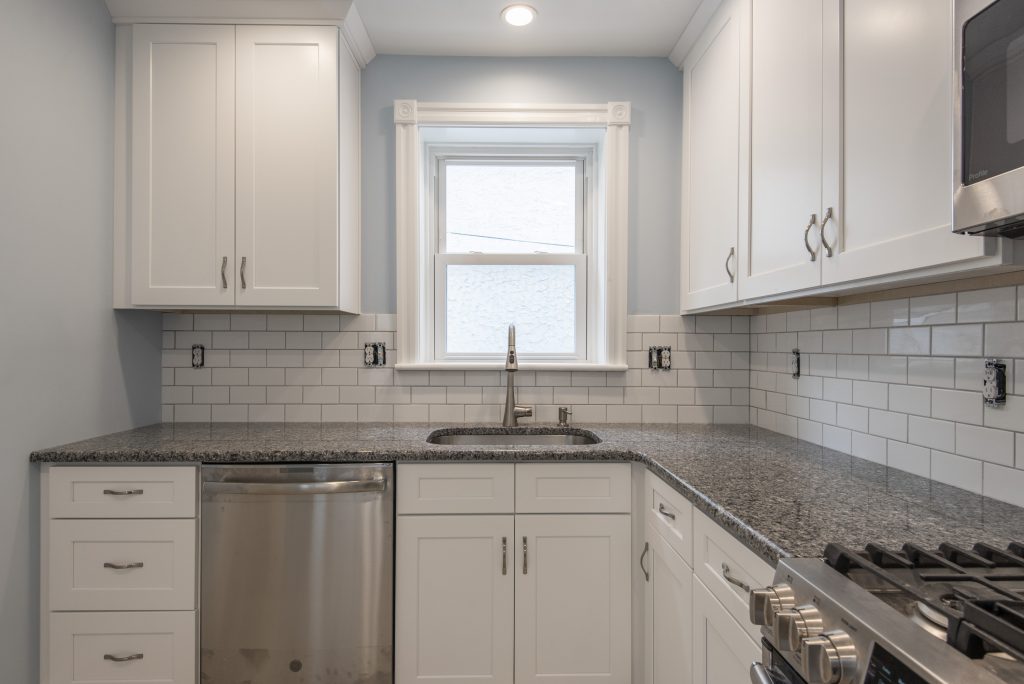 White cabinets in a small kitchen