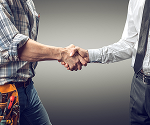 Client and contractor shaking hands