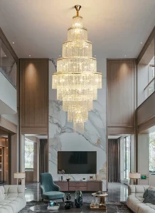 A chandelier that is large